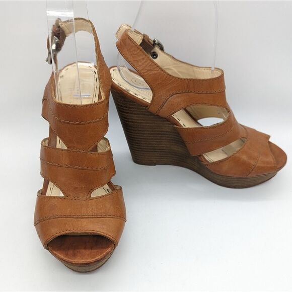 Coach Jazlyn Veg Leather Whiskey Q1045 Wedges size 7 - Picture 1 of 14